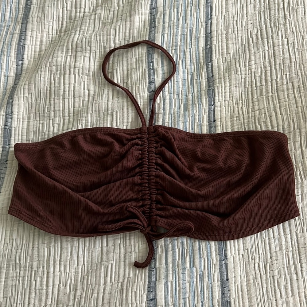 Brown halter crop top